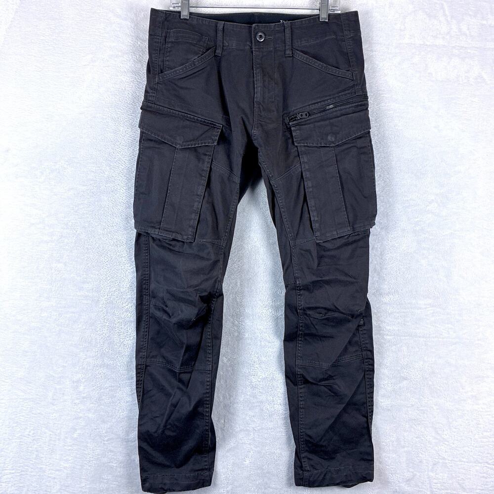 G-Star Pants Mens 31x32 (33x31) Black Rovic Zip 3D Tapered Cargo Military Moto